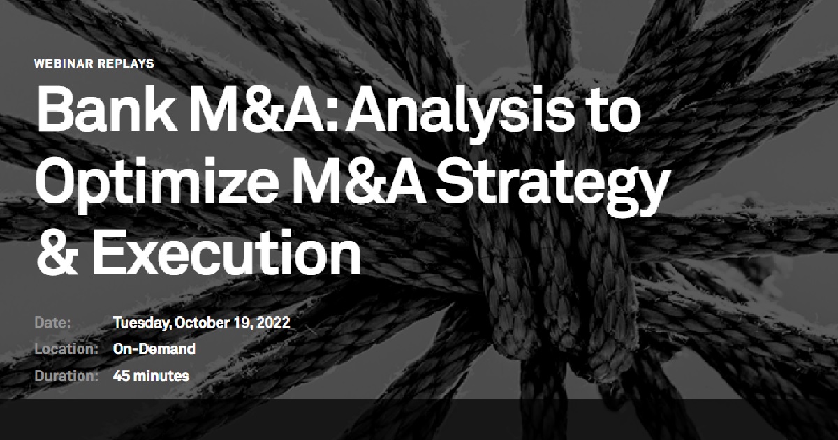 Bank M&A: Analysis to Optimize M&A Strategy & Execution
